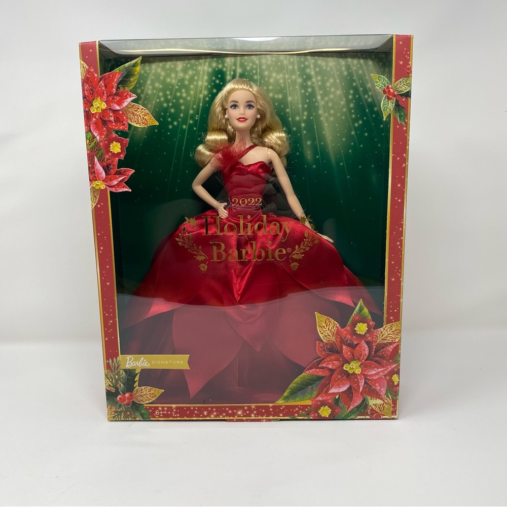 Barbie Signature 2022 Holiday Barbie Doll with‎ Doll Stand, Collectible G…cp